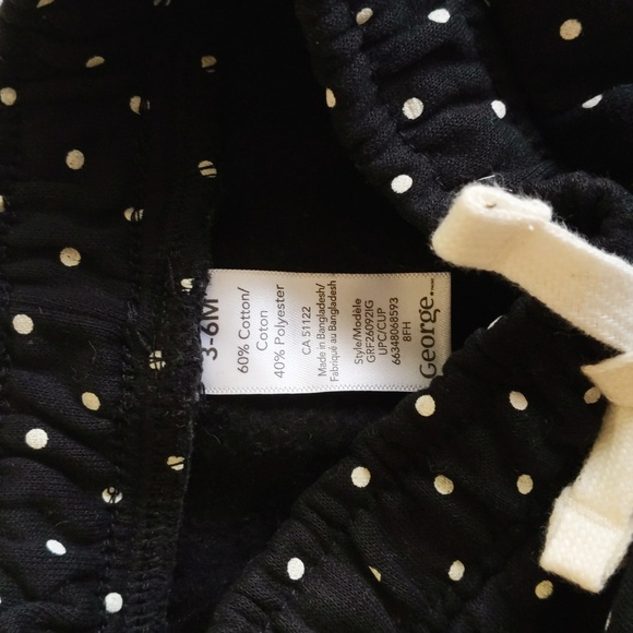 george polkadot fleece lined joggers sweatpants 3-6 months baby girl - Picture 2 of 5